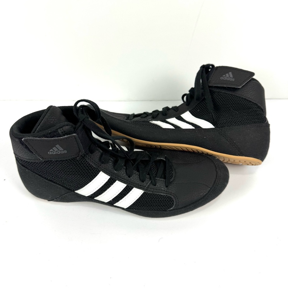 Adidas HVC 2 Mens Size 7.5 Black Suede White Athletic Wrestling Shoes Sneakers